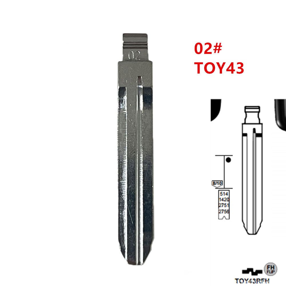 10Pcs/Lot #02 TOY43 Metal Uncut Blank Keydiy Xhorse Flip Remote Key Blade For Toyota Corolla Crown Camry Highlander Corolla Vios