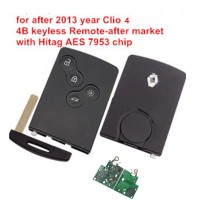 smart key 4 button keyless Remote key 433mhz hitag AES 7953 chip for renault Clio III after 2013 key