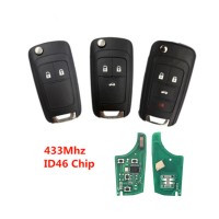 3PCS 2/3/4 Button Flip Remote Key 433MHZ ID46/7941/7937 Chip hu100 blade for buick