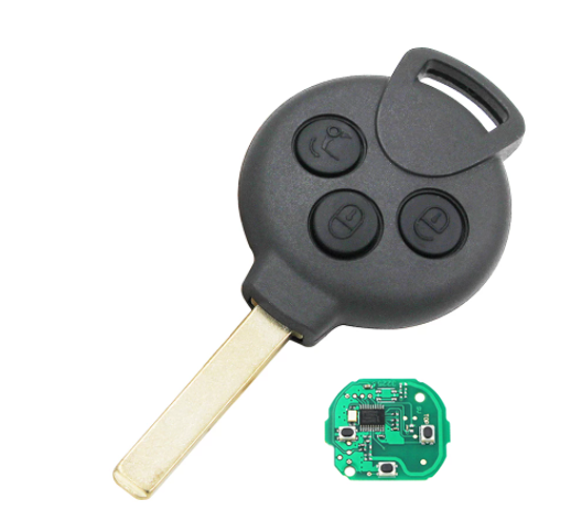 3pcs 3 Button Remote Smart Car Key 315Mhz or 433Mhz with ID46 7941 Chip for Mercedes-Benz Smart Fortwo 451 2007 – 2013 Uncut Blade