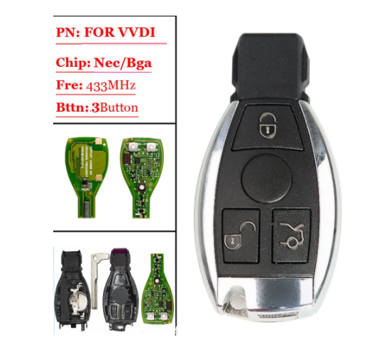 3pcs 3 Buttons Xhorse VVDI BE Key Pro Improved Version Remote Key 315/433mhz for   Mercedes Benz