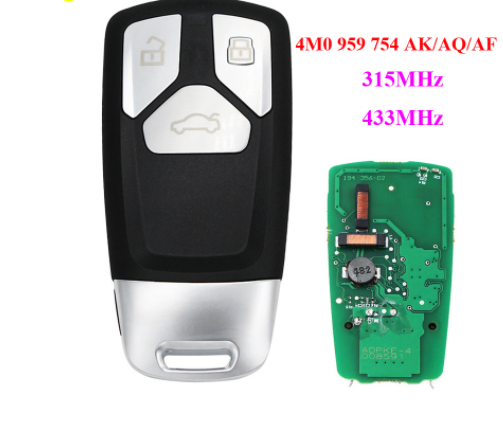 3 Buttons Keyless go Smart Remote Key Fob 433MHz for Audi TT A4 A5 Q7 2016 2017 2018 -up