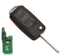 Keyless Go 3+1Panic 4 Buttons Flip Remote Key 315/434MHz ID46 pcf7942 Chip for VW Volkswagen Touareg Phaeton