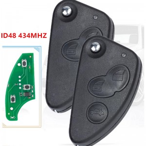 3 botões do carro remoto chave flip dobrável chave para alfa romeo 147 156 166 gt com 434 mhz chip id48 sem cortes sip22 lâmina peças de automóvel