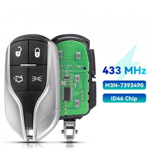 Chave de controle remoto do carro sem chave inteligente para Maserati Quattroporte Ghibli 2014-2016 M3N-7393490 ID46 PCF7953 Chip 433MHz