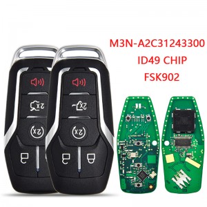 Chave remota do carro para Ford Edge Fusion Ecosport Explorer Ranger Escape 2017-2021 M3N-A2C93142300 ID49 315MHz Keyless Card