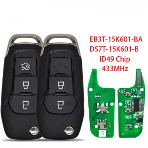 Chave de controle remoto do carro para ford ranger f150 ka mondeo glaxy s-max id49 433 mhz substituição chave flip hu101 lâmina