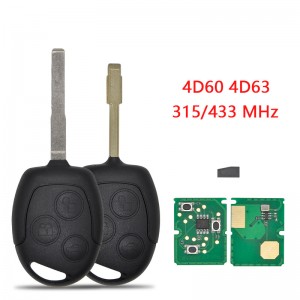 Remote Car Key For Ford Focus Fiesta Transit Mondeo Fusion Galaxy ID60 4D63 Chip 315/433MHz Replace Smart Control Key