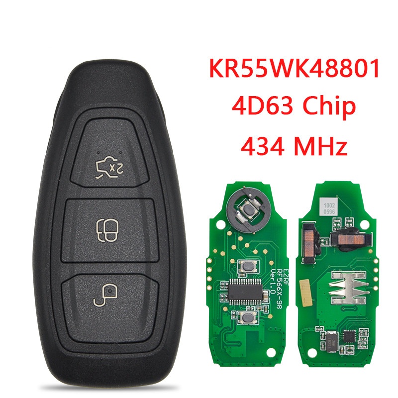 Car Remote Control Key For Mondeo Kuga Fiesta B-Max Ford Focus C-Max 434 FSK 4D63 Chip FCC KR55WK48801 Auto Smart Key