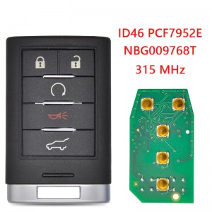 Car Remote Control Smart Key For Cadillac SRX CTS XTS DTS 2010-2014 ID46 PCF7952 315/433MHz Replacement Keyless Entry