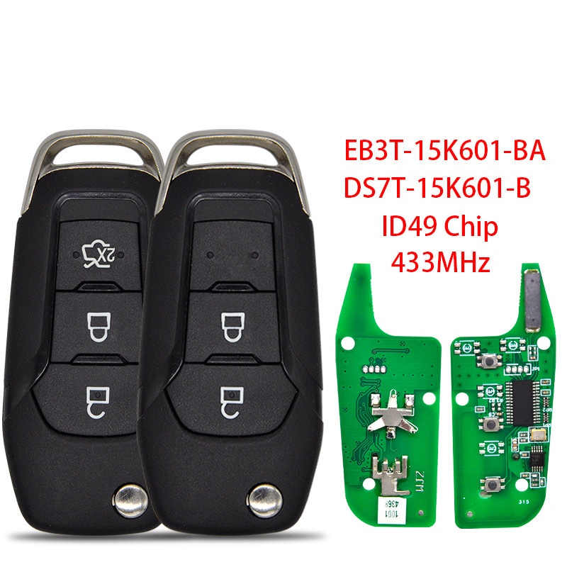 Car Remote Control Key For Ford Ranger F150 KA Mondeo Glaxy S-Max ID49 433MHz Replacement Flip Key HU101 Blade