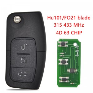 Car Remote Key For Ford Focus Fiesta Fusion C-Max Mondeo Galaxy C-Max S-Max 315/434 Mhz ID60 4D63 Chip Auto Smart Key