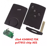 smart key 4 button keyless Remote key 433mhz hitag AES 7953 chip for renault Clio III after 2013 key