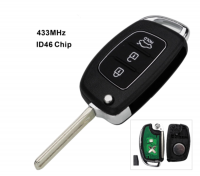 3PCS  Remote Car Key Flip For Hyundai New IX35 IX25 IX45 Elantra Santa Fe Sonata ID46 Chip TOY40 Blade 433MHz 3 Buttons