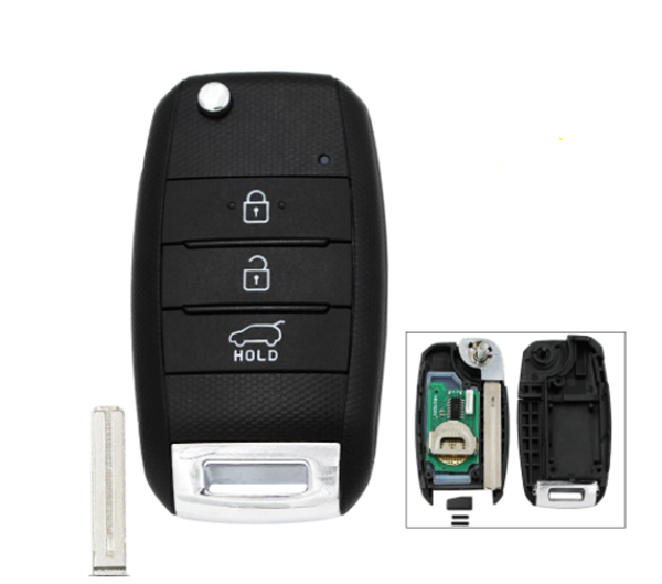 3PCS 3 Button Flip Remote Car Key Fob 433MHz 4D60 Chip for KIA Carens Rondo 2012+