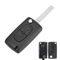 5PCS 2 button flip key shell HU83/VA2T blade with battery place for peugeot/citroen