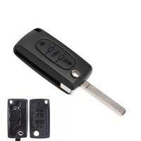 5PCS 3 button flip key shell HU83/VA2T blade with battery place for peugeot/citroen