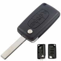 5 pièces 3 boutons coque de clé à distance pliante avec bouton lumineux/emplacement de batterie lame HU83/VA2T pour peugeot/citroen