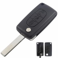 5 PCS 3 Botões Flip Folding Remote Key Shell com botão de luz/sem bateria lugar HU83/VA2T lâmina para peugeot/citroen