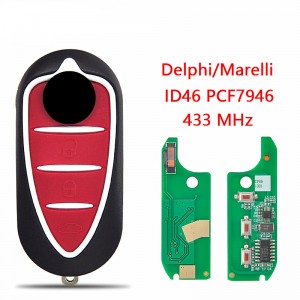 Chave de controle remoto do carro para Alfa Romeo Giulietta 147 156 166 chiave 2008-2015 anos PCF7946 433 ASK Auto Smart Flip Key