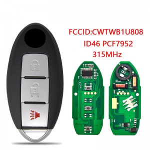 Control Car Key For Nissan Juke Ques Cube Leaf Versa Note FCCID CWTWB1U808 ID46 PCF7952 Chip 315MHz Card