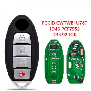 Control Car Key For Nissan Armada 2017-2018 FCCID CWTWB1U787 ID46 PCF7952 Chip 433.92 FSK Keyless Entry Card