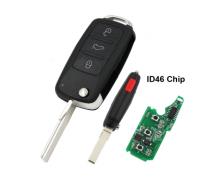 not keyless 3+1/4 Button Folding Flip Remote Smart Car Key 315Mhz or 433Mhz ID46 Chip for Volkswagen for VW Touareg 2002 – 2010 Uncut Blade