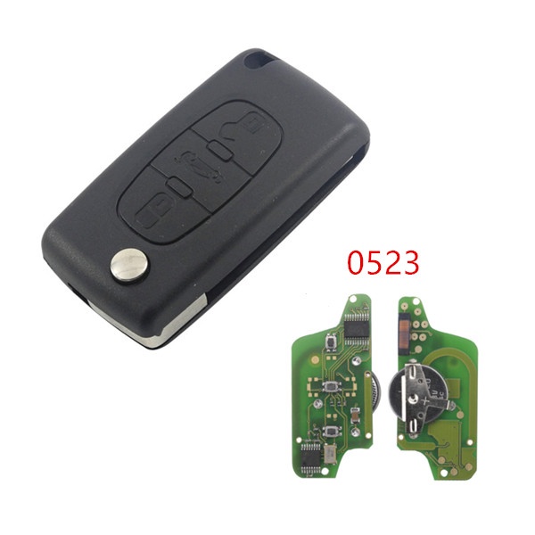 3pcs 3 Button Flip Remote Car Key CE0523 ASK 433 MHZ ID46 PCF7961for Peugeot 207 308 408 for citroen