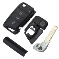 3PCS VW Golf7 3 button remote key shell with HU66 blade