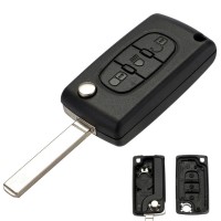 5 pièces 3 boutons coque de clé à distance pliante avec bouton lumineux/emplacement de batterie lame HU83/VA2T pour peugeot/citroen