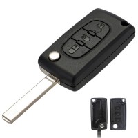 5 PCS 3 Botões Flip Folding Remote Key Shell com botão de luz/sem bateria lugar HU83/VA2T lâmina para peugeot/citroen