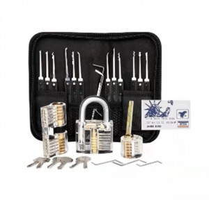 17 Piece Lock Pick Set Transparent Practice Padlock Bundle