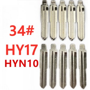 10Pcs/Lot 34# HY17 HYN10 Metal Uncut Blank Flip Remote Key Blade For Hyundai ACCENT MISTRA Kia RIO M4 For keydiy KD Xhorse VVDI JMD