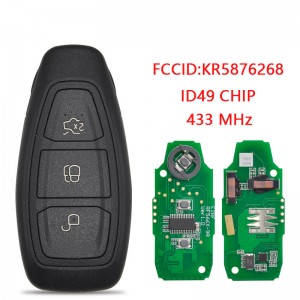 Chave de controle remoto do carro para Mondeo Kuga Fiesta B-Max Ford Focus C-Max 434 FSK 4D63 Chip FCC KR55WK48801 Auto Smart Key