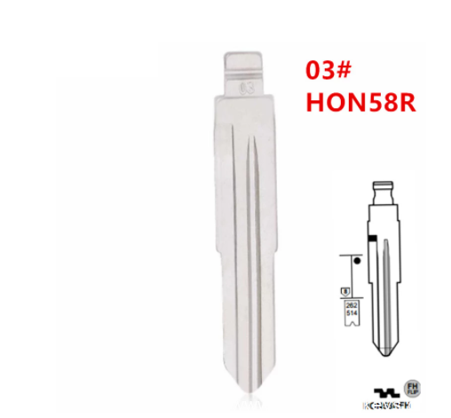 20pcs 03# HON58R HON58RFH right side Metal Uncut Blank Flip Remote Key Blade For HOnda for keydiy KD xhorse VVDI JMD