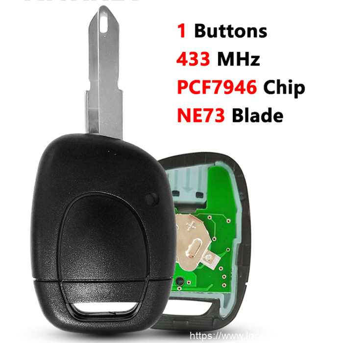 1 Button remote key PCF7946 pcf7947 chip 433MHZ for Renault:Symbol,Clio II,Kango II