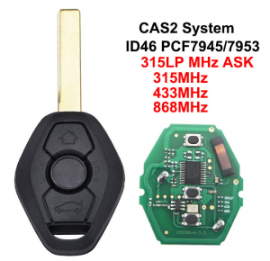 Chave remota do carro de 3 botões para BMW Série 3/5/7 Sistema CAS2 868Mhz com ID46 Chip HU92 Lâmina