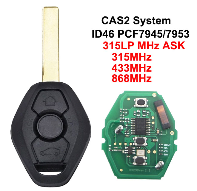 3 button Car Remote Key For BMW 3/5/7 Series CAS2 System 868Mhz With ID46 Chip HU92 Blade
