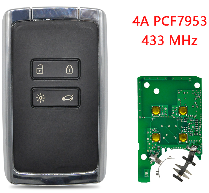 Chave remota inteligente do carro de 4 botões 434mhz HITAG AES 4A Chip para Renault Megane 4 chave sem chave para Talisman Espace5