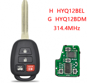 Chave remota do carro para Toyota Camry Corolla 2012-2017 314.4MHz GH Chip HYQ12BEL HYQ12BDM Chave de controle inteligente TOY43 Blade